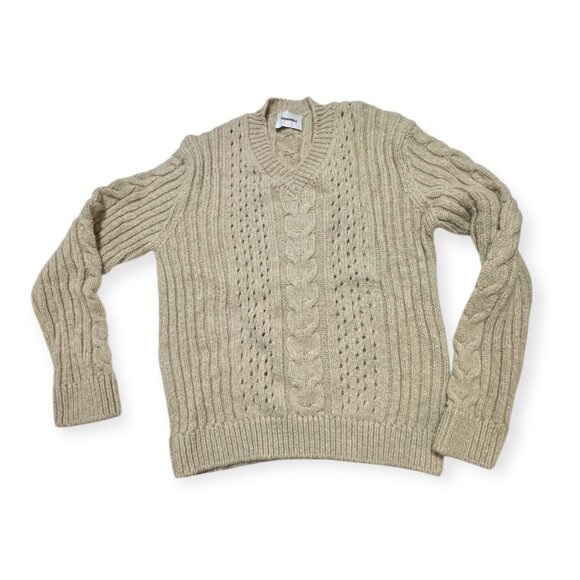 Nanushka Arwan Alpaca Cable Knit Sweater L Beige Cream Oversized - Picture 8 of 14